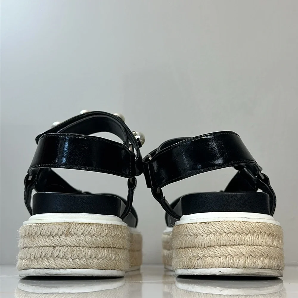 Karl‎ Lagerfeld Paris Patzi Embellished Leather Espadrille Sandals Size 9.5